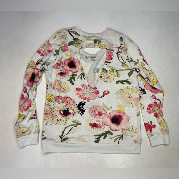 Chaser All Over Print Floral Sweatshirt Women Medium Open Back NWT - Picture 2 of 6